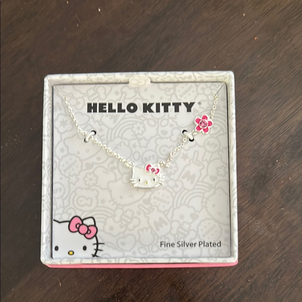 Hello Kitty Silver Plated Necklace with Pink Charm